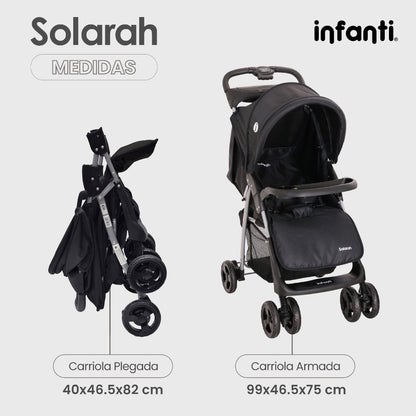 Infanti Carriola Sistema De Viaje Solarah Plegable Con Portabebé Gris Con Negro