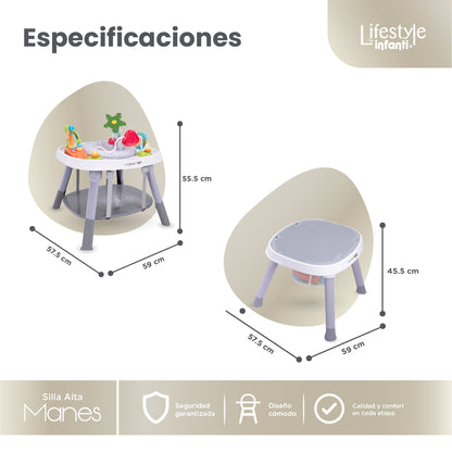 High Chair For Dining Adjustable And Detachable Body 