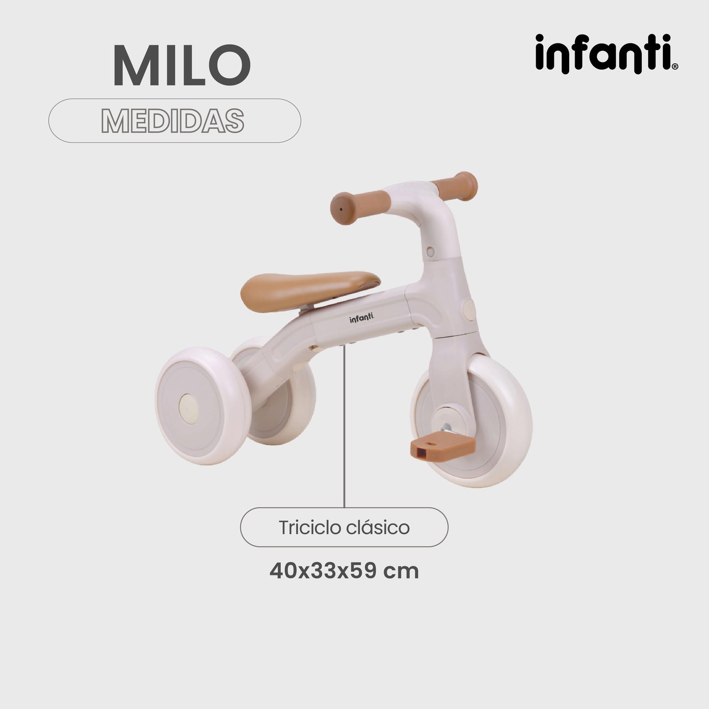 Triciclo 3 En 1 Milo Manubrio Reversible Y Ruedas Ajustables