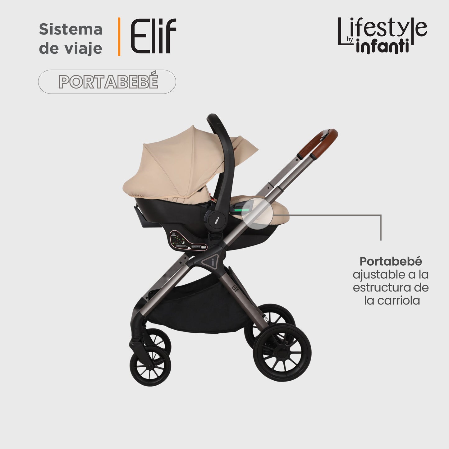 Carriola Elif Con Sistema De Viaje Base ISOFIX y Plegado Ultra Compacto