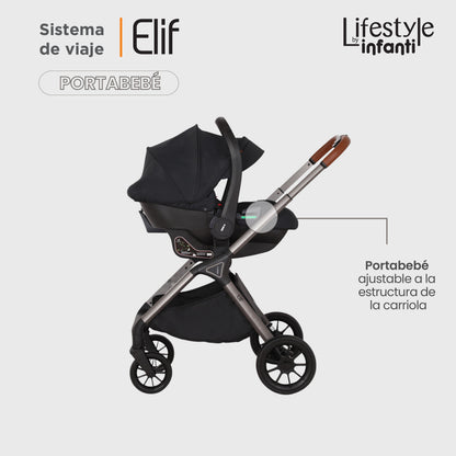 Carriola Elif Con Sistema De Viaje Base ISOFIX y Plegado Ultra Compacto
