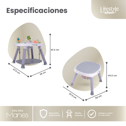 High Chair For Dining Adjustable And Detachable Body 
