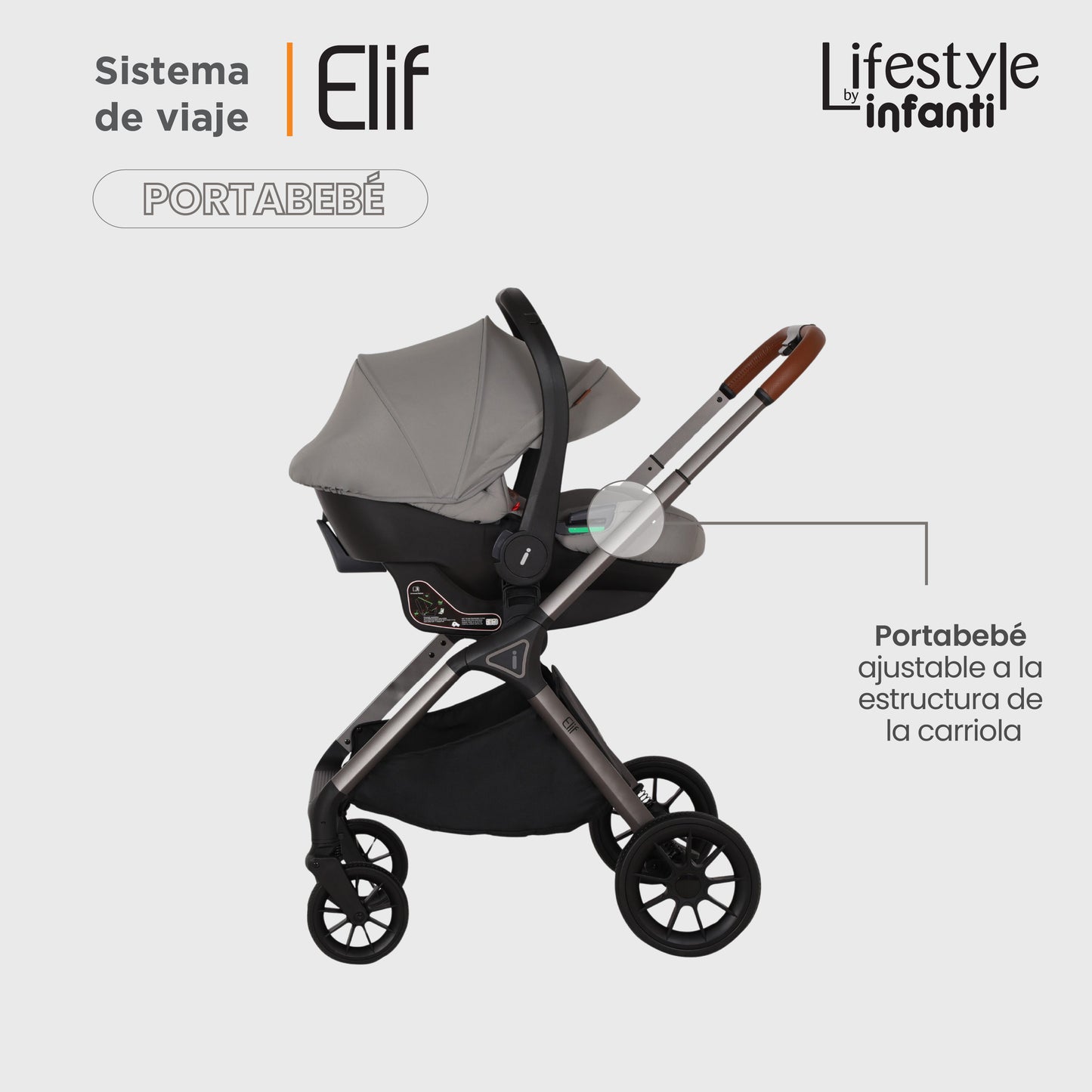 Carriola Elif Con Sistema De Viaje Base ISOFIX y Plegado Ultra Compacto