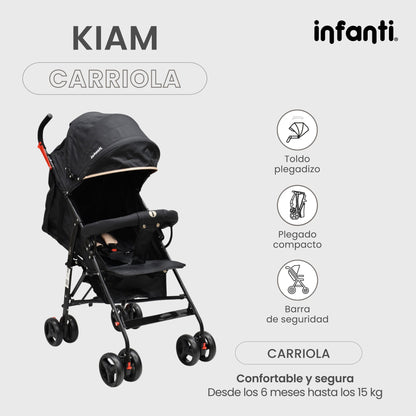 Carriola Para Bebe Kiam Compacta, Ligera, Plegable