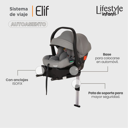 Carriola Elif Con Sistema De Viaje Base ISOFIX y Plegado Ultra Compacto