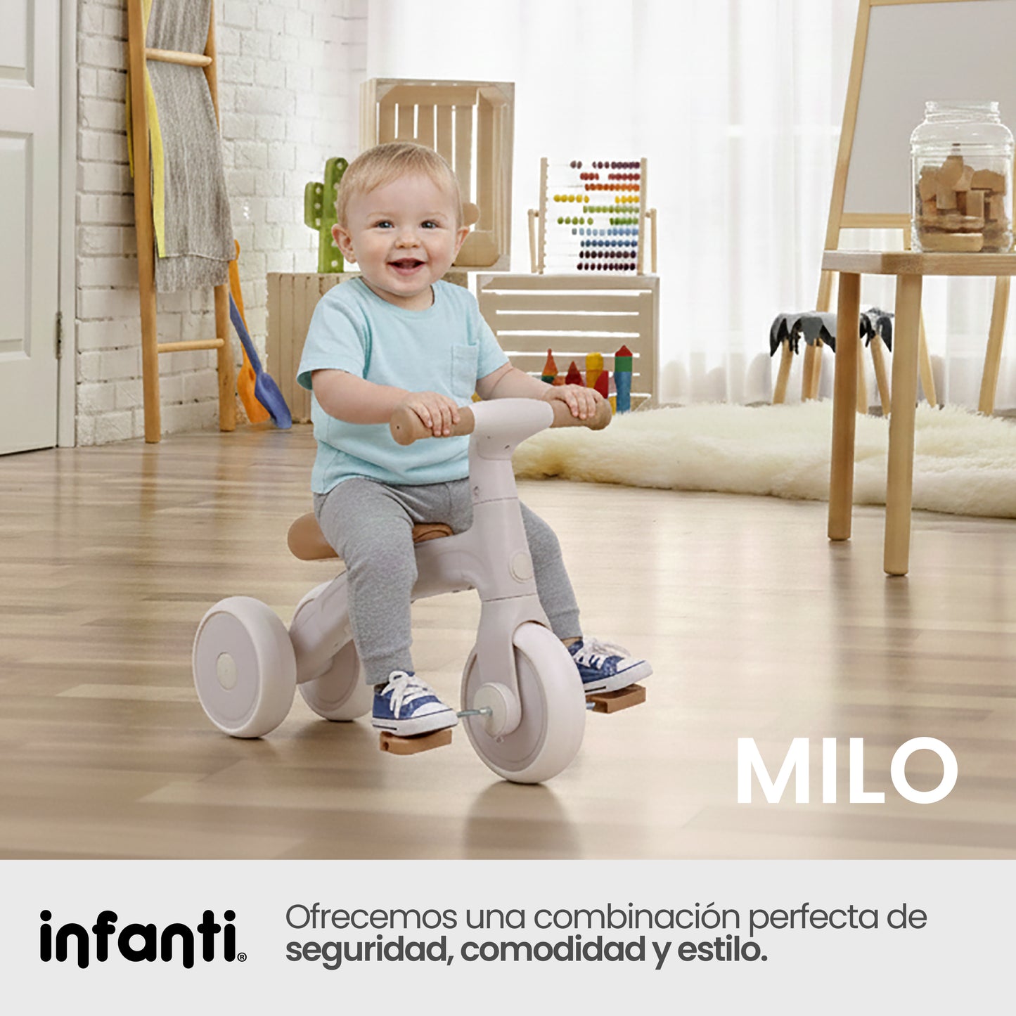 Triciclo 3 En 1 Milo Manubrio Reversible Y Ruedas Ajustables