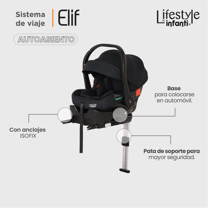 Carriola Elif Con Sistema De Viaje Base ISOFIX y Plegado Ultra Compacto