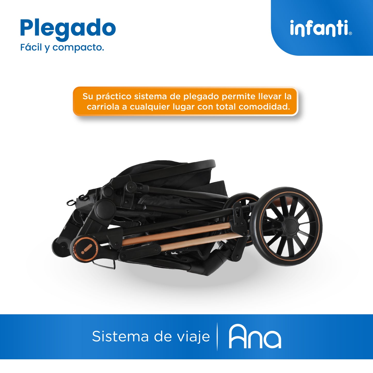 Carriola Travel System Ana Asiento Reversible Convertible en Bambineto, Portabebé Autoasiento y Base, Plegado Compacto, Arnés de 5 Puntos, Toldo con Ventanilla, Cubrepiés y Canastilla Infanti