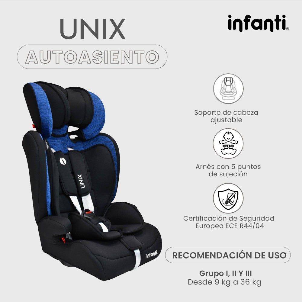 Autoasiento Infanti Unix Grupo 1, 2, 3 Convertible A Booster