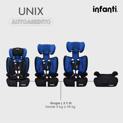 Autoasiento Infanti Unix Grupo 1, 2, 3 Convertible A Booster