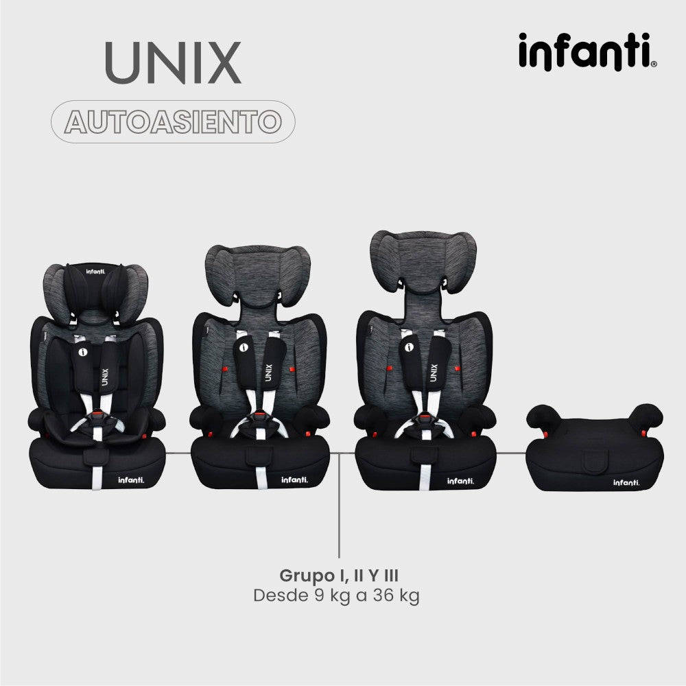 Autoasiento Infanti Unix Grupo 1, 2, 3 Convertible A Booster