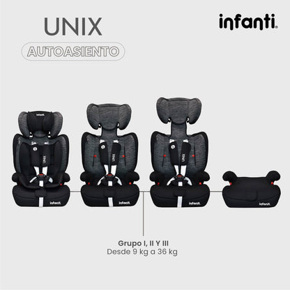 Autoasiento Infanti Unix Grupo 1, 2, 3 Convertible A Booster