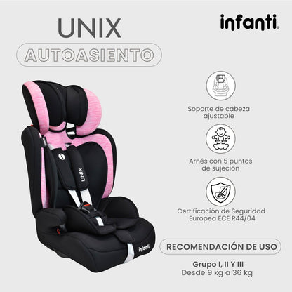 Autoasiento Infanti Unix Grupo 1, 2, 3 Convertible A Booster