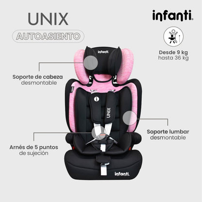 Autoasiento Infanti Unix Grupo 1, 2, 3 Convertible A Booster