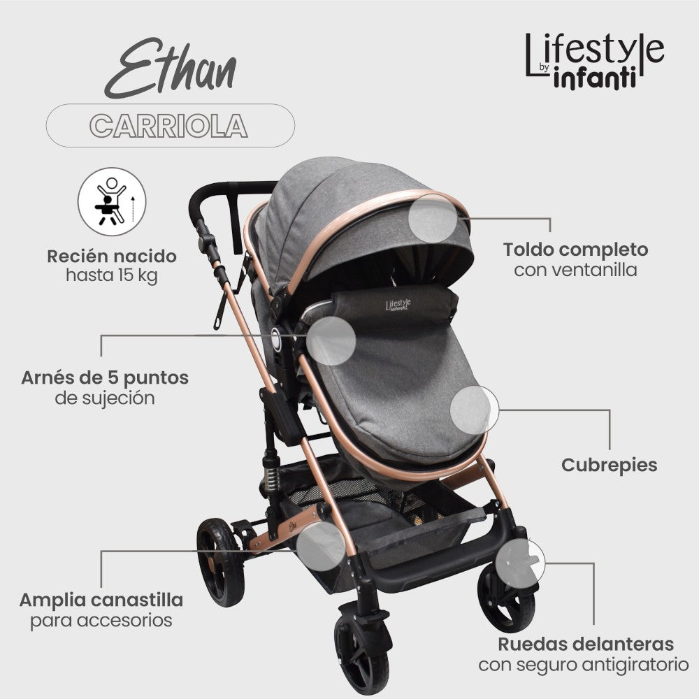 Carriola Travel System Ethan Lifestyle by Infanti Color Gris