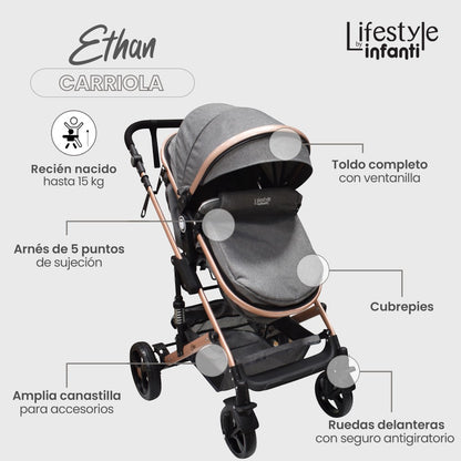 Carriola Travel System Ethan Lifestyle by Infanti Color Gris