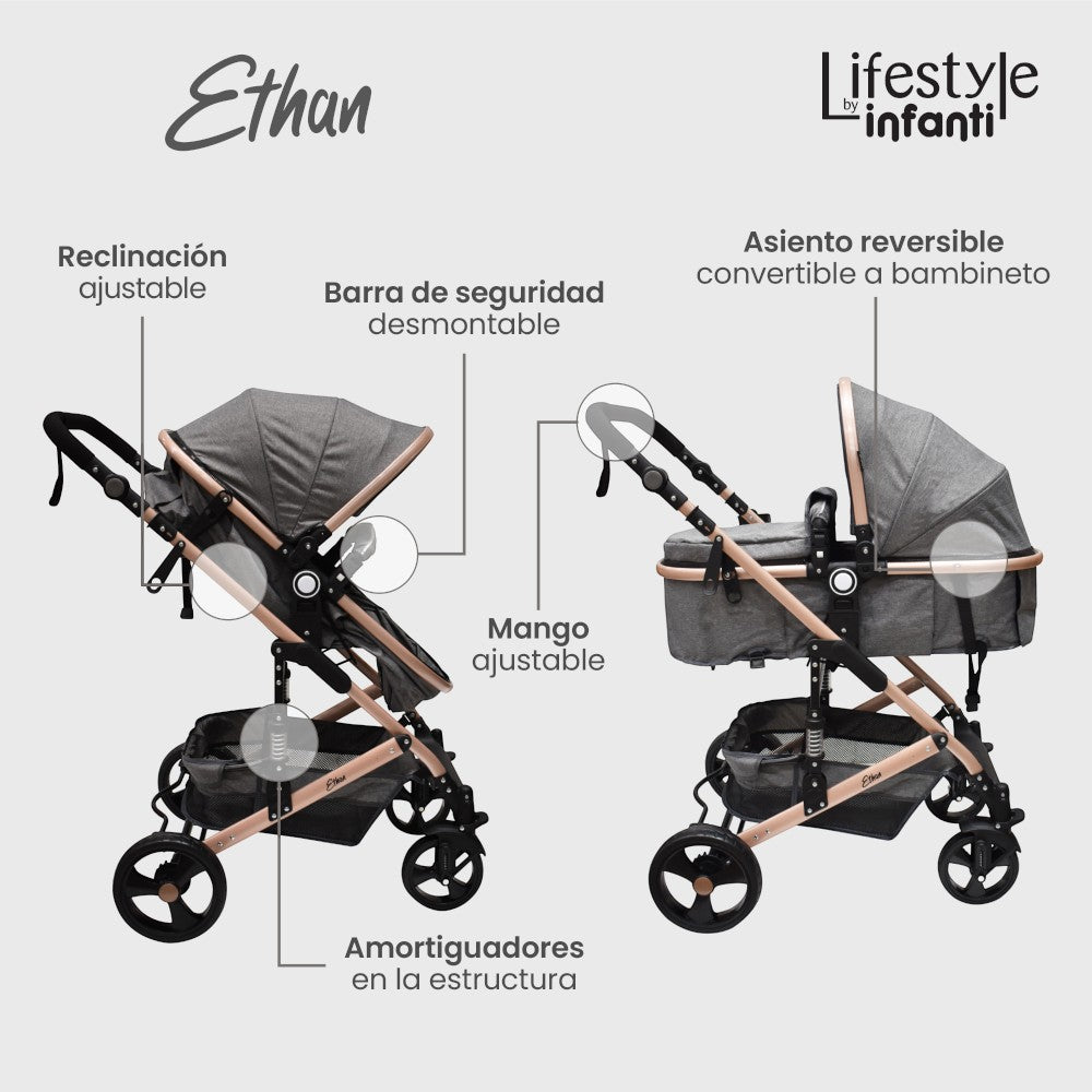 Carriola Travel System Ethan Lifestyle by Infanti Color Gris