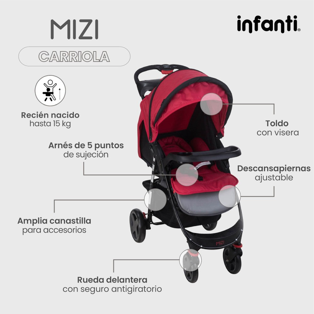 Carriola Infanit Mizi Con Sistema De Viaje Y Charola