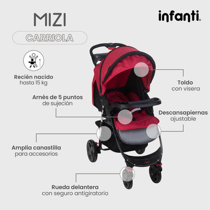 Carriola Infanit Mizi Con Sistema De Viaje Y Charola