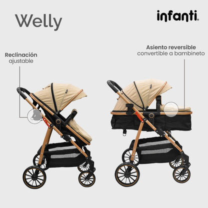 Infanti Carriola Sistema De Viaje Welly Convertible A Bambineto Color Gris