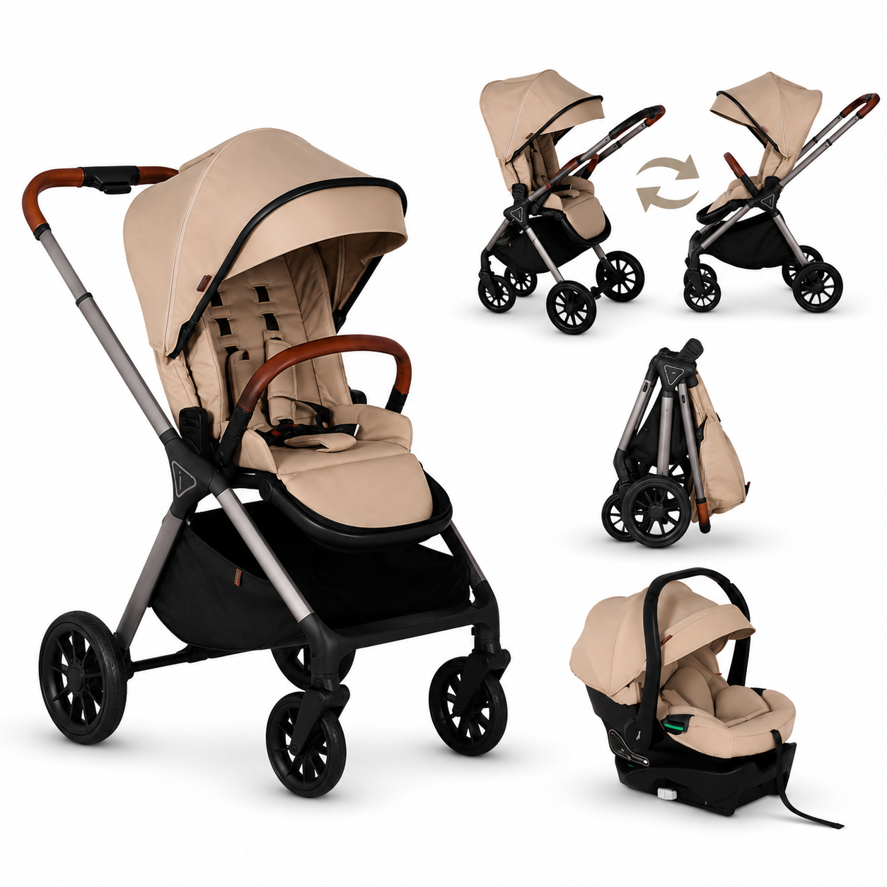 Carriola Elif Con Sistema De Viaje Base ISOFIX y Plegado Ultra Compacto