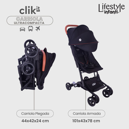 Carriola Lifestyle By Infanti Clik It Plegable Ligera Ideal Para Llevarla En Avión
