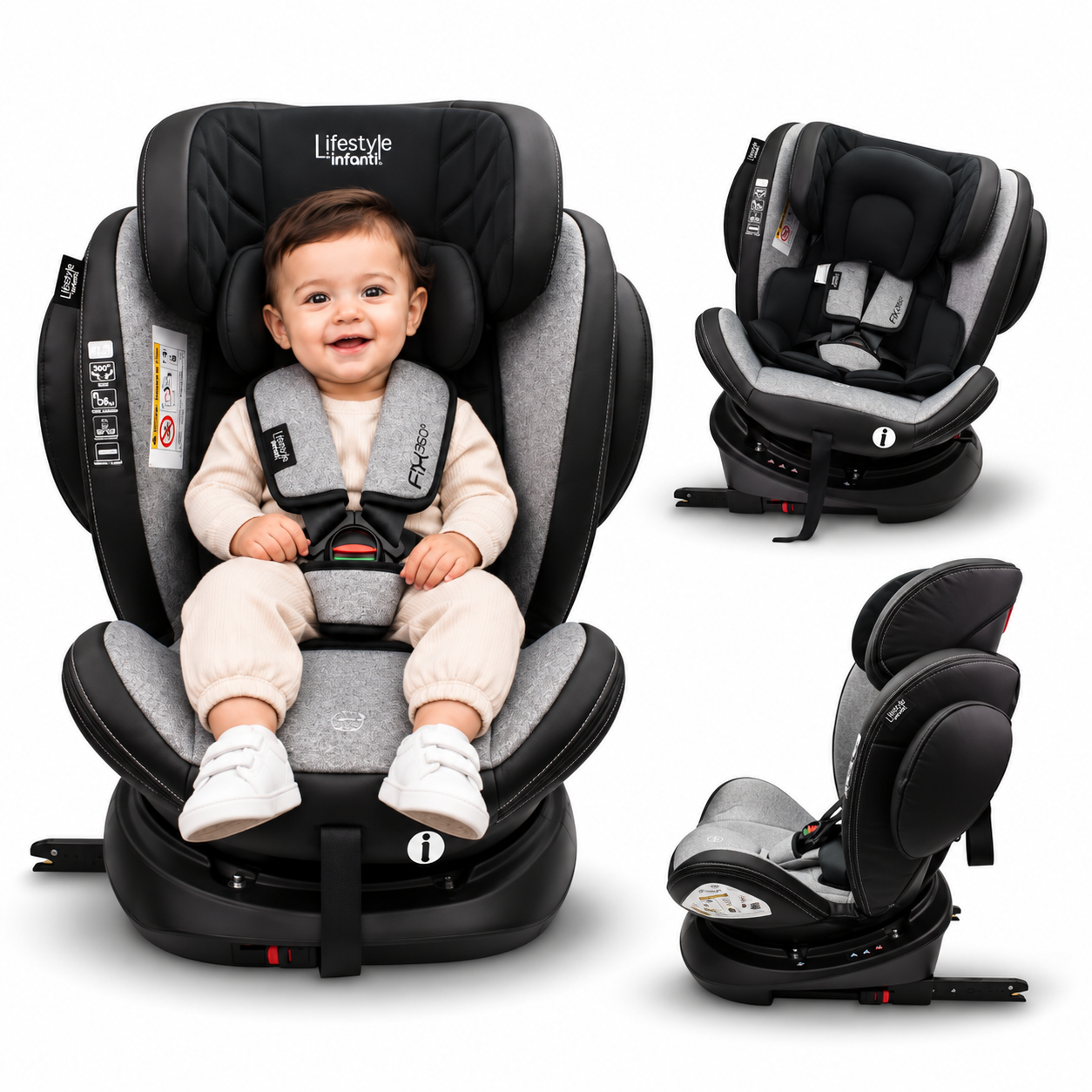 Autoasiento  Fix 360° Negro Con Diseño Innovador