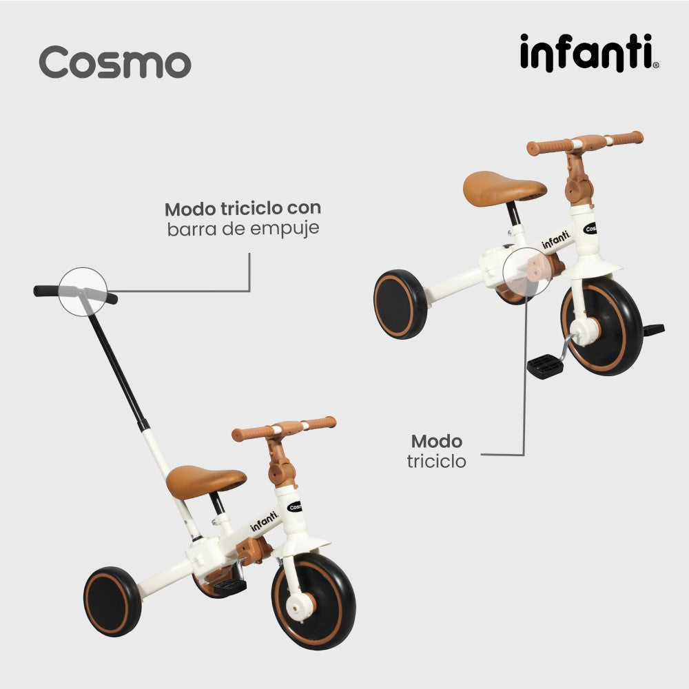 Triciclo Evolutivo 4 En 1 Infanti Cosmo Con Barra De Empuje