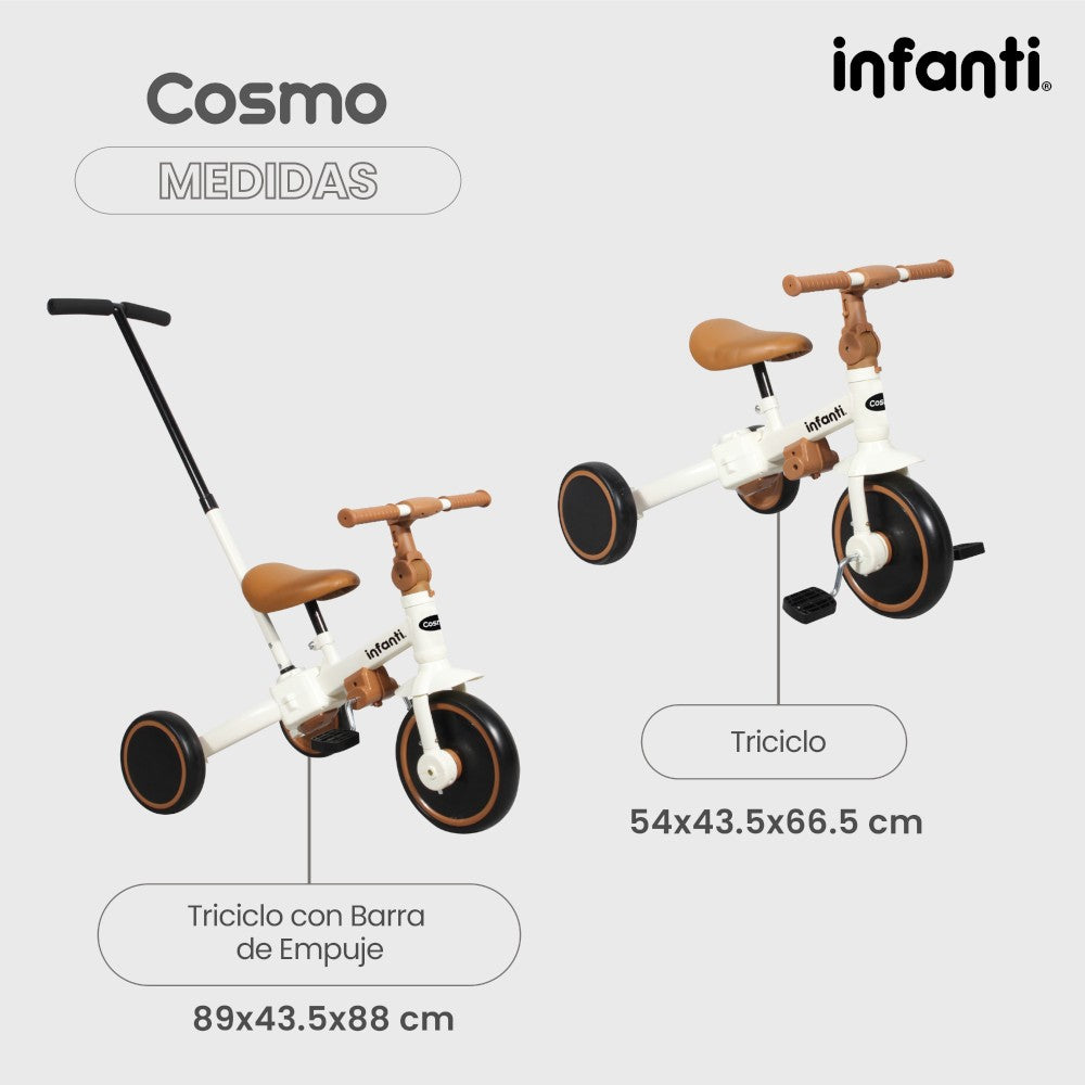 Triciclo Evolutivo 4 En 1 Infanti Cosmo Con Barra De Empuje