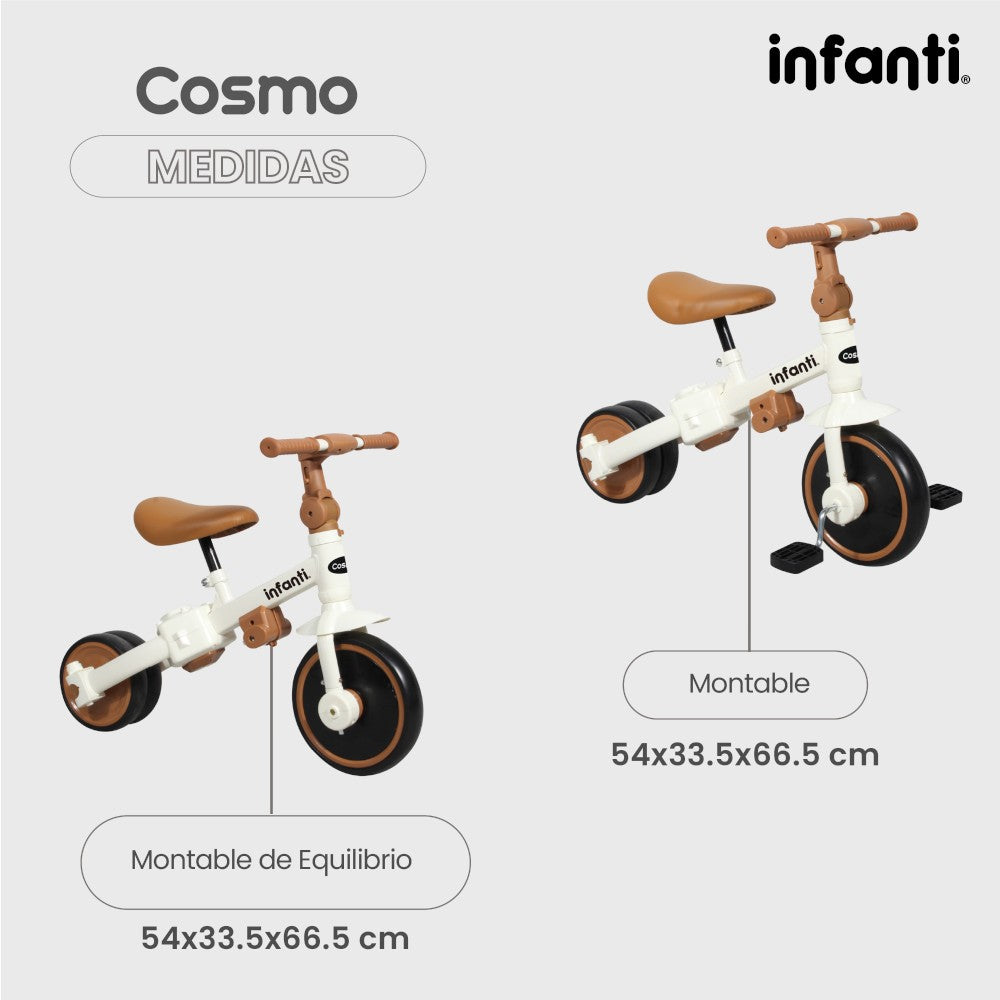 Triciclo Evolutivo 4 En 1 Infanti Cosmo Con Barra De Empuje