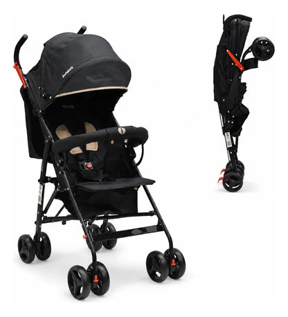 Carriola De Bastón Con Plegado Compacto Kiam  Multiples Reclinaciones, Arnés De 5 puntos, Toldo Completo, Frenos y Ruedas Giratorias Con Seguro Ideal Para Bebes De 6 Meses a 15 kg, Infanti