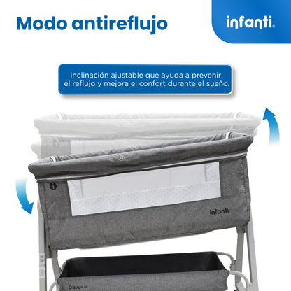 Cuna Corral Con Mosquitero Davy Plus Gris Con Cambiador Desmontable
