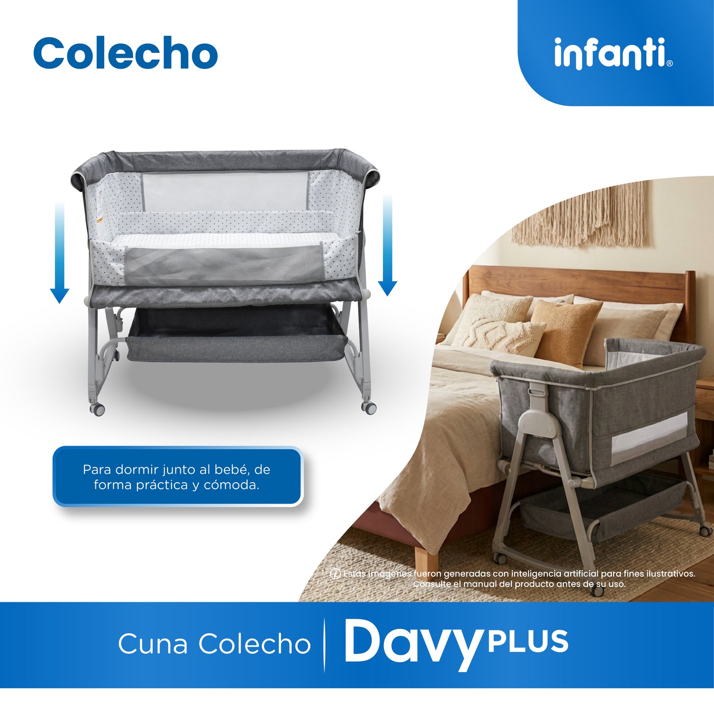 Cuna Corral Con Mosquitero Davy Plus Gris Con Cambiador Desmontable