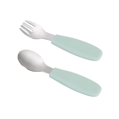 Juego de Cuchara y Tenedor con Mango Liso de Silicón, Lifestyle By Infanti.
