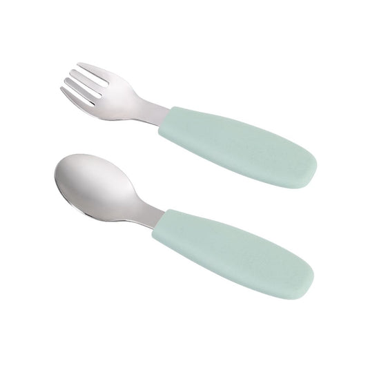 Juego de Cuchara y Tenedor con Mango Liso de Silicón, Lifestyle By Infanti.