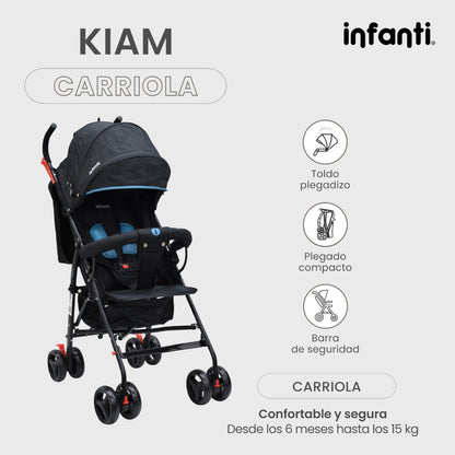 Carriola Para Bebe Kiam Compacta, Ligera, Plegable