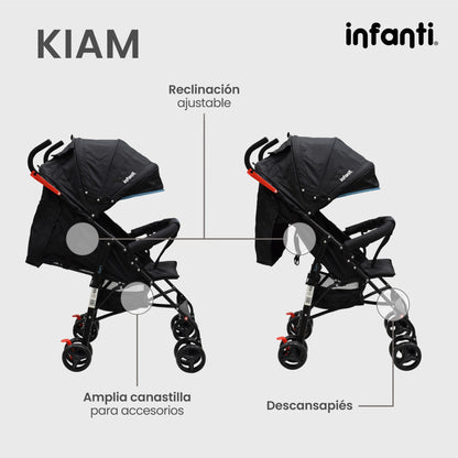 Carriola Para Bebe Kiam Compacta, Ligera, Plegable