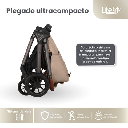 Carriola Elif Con Sistema De Viaje Base ISOFIX y Plegado Ultra Compacto