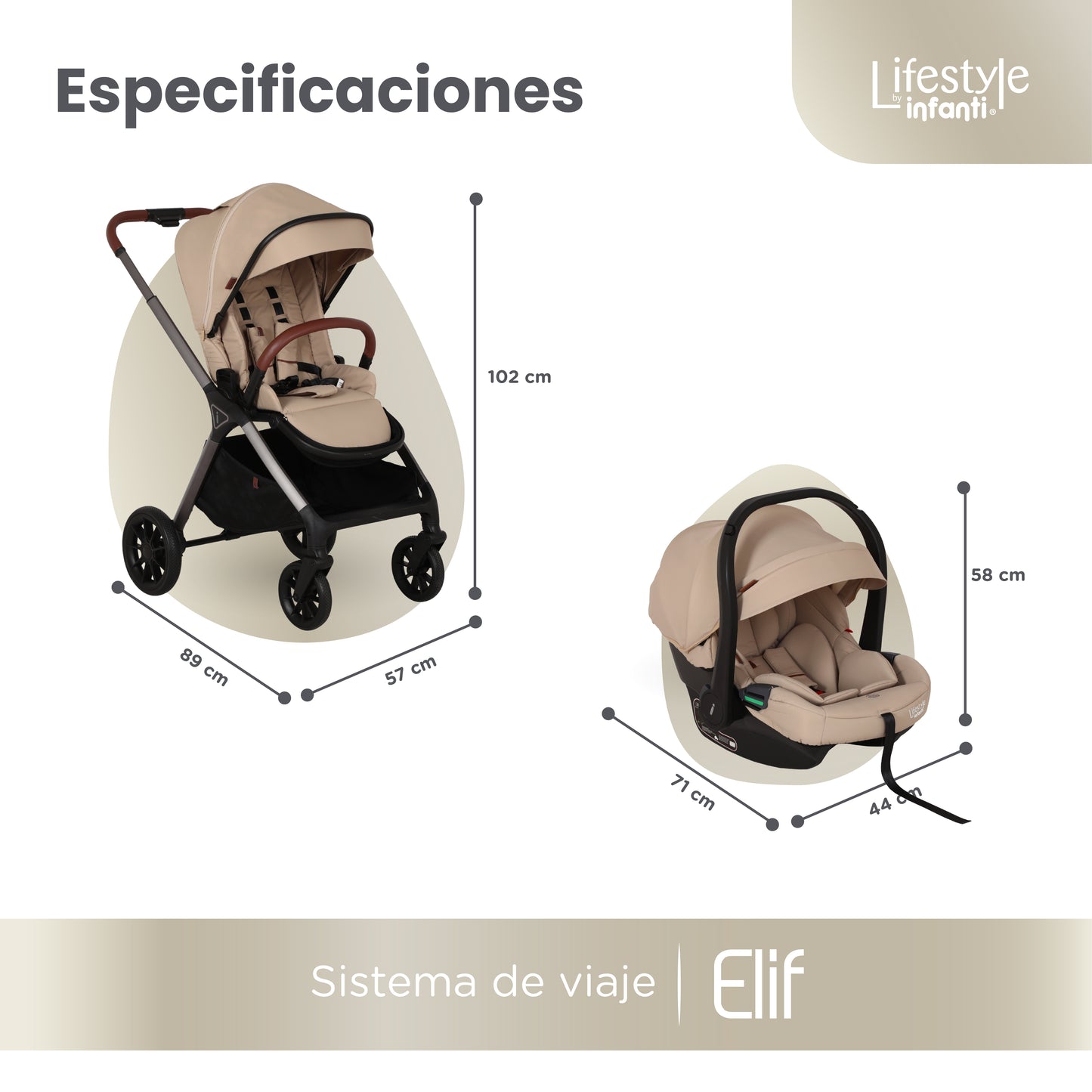 Carriola Elif Con Sistema De Viaje Base ISOFIX y Plegado Ultra Compacto