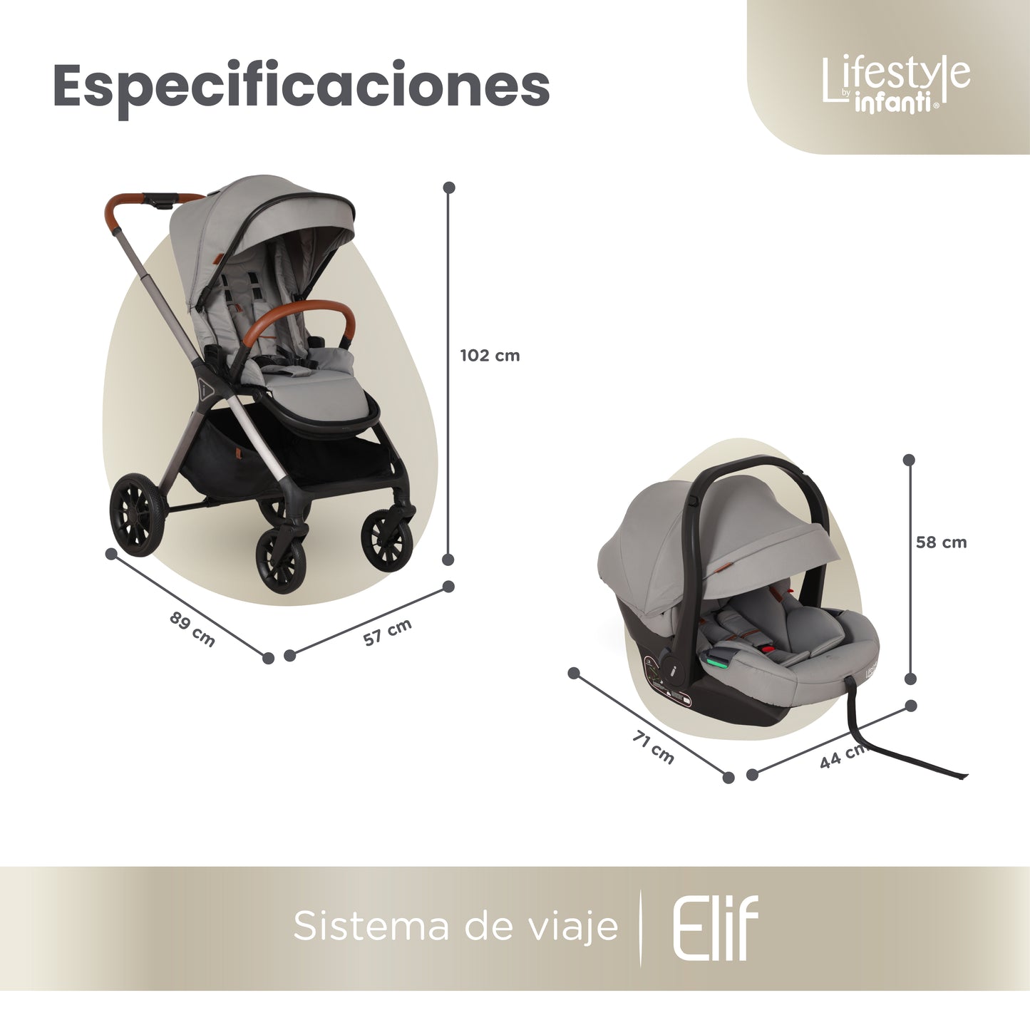 Carriola Elif Con Sistema De Viaje Base ISOFIX y Plegado Ultra Compacto