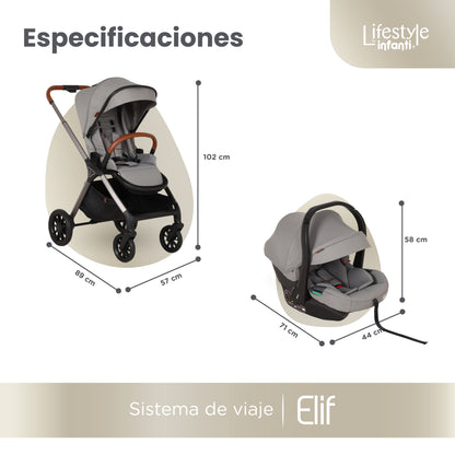 Carriola Elif Con Sistema De Viaje Base ISOFIX y Plegado Ultra Compacto