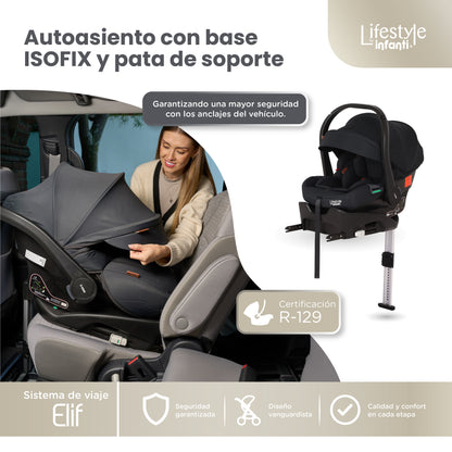Carriola Elif Con Sistema De Viaje Base ISOFIX y Plegado Ultra Compacto