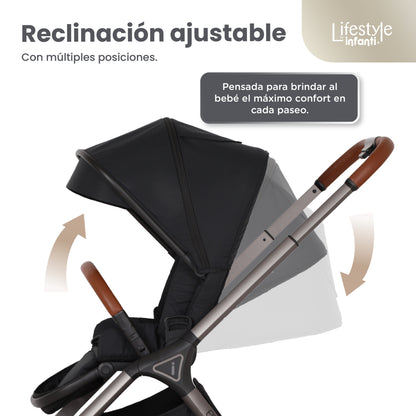 Carriola Elif Con Sistema De Viaje Base ISOFIX y Plegado Ultra Compacto