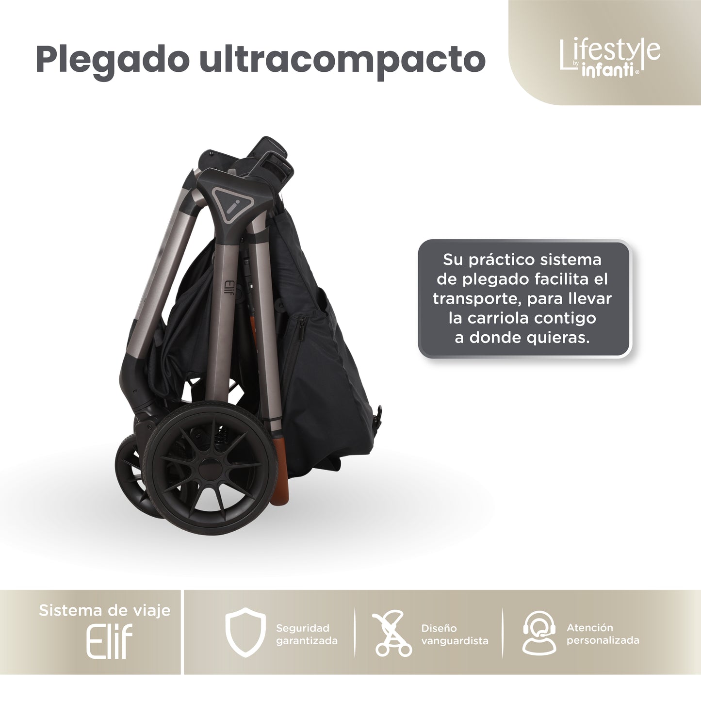Carriola Elif Con Sistema De Viaje Base ISOFIX y Plegado Ultra Compacto