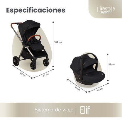 Carriola Elif Con Sistema De Viaje Base ISOFIX y Plegado Ultra Compacto