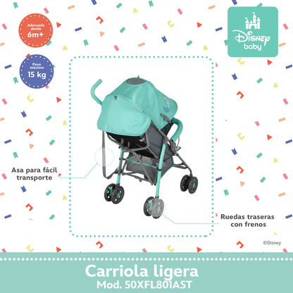 Carriola Bastón Stitch Disney Con Reclinación Ajustable Ultra Ligera y Plegable
