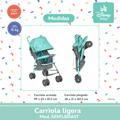 Carriola Bastón Stitch Disney Con Reclinación Ajustable Ultra Ligera y Plegable