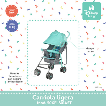 Carriola Bastón Stitch Disney Con Reclinación Ajustable Ultra Ligera y Plegable