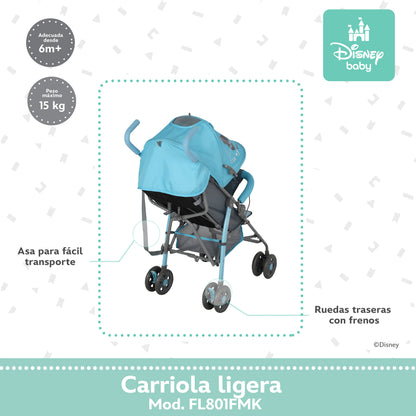 Carriola Bastón Mickey Disney Azul Ultra Ligera Plegable y Reclinación Ajustable