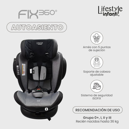 Autoasiento Para Bebé Fix 360° Negro Lifestyle By Infanti